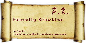 Petrovity Krisztina névjegykártya